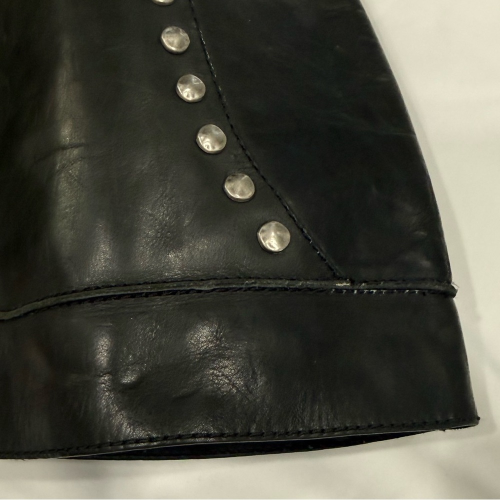 Kork -Ease Black Leather Silver Studded Tall Boots. Chuncky Heel Minor Flaws - Picture 10 of 11